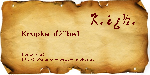 Krupka Ábel névjegykártya